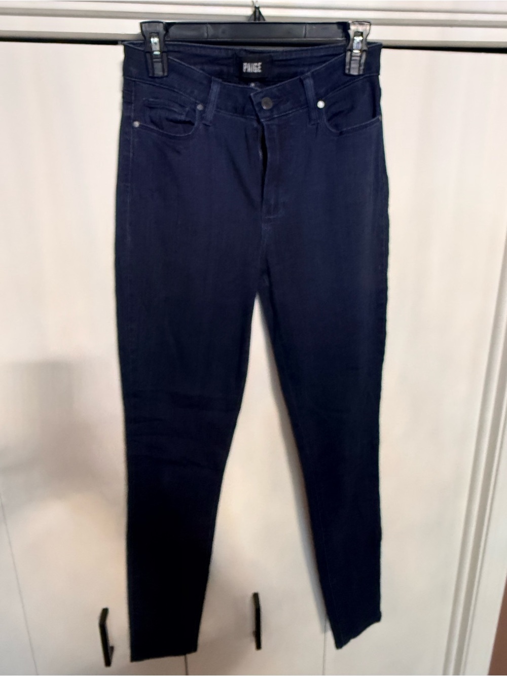 PAIGE Dark Navy High-Rise Skinny Jeans